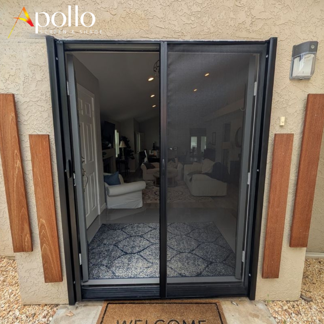 Apollo's Retractable Screen Door With Comfortable Handles & Good Latch.